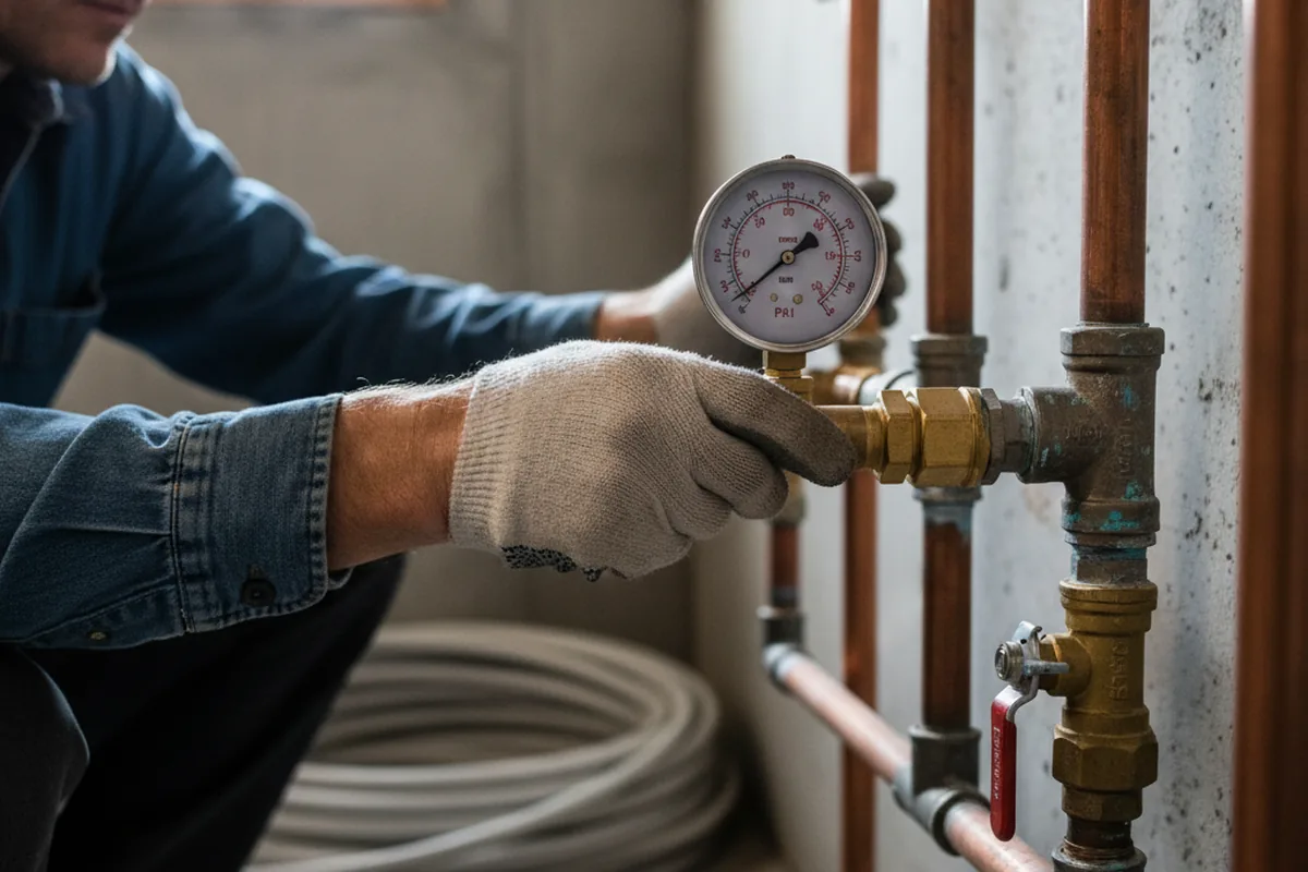 Pressure testing a repaired line during Water Line Repair in Rouzerville